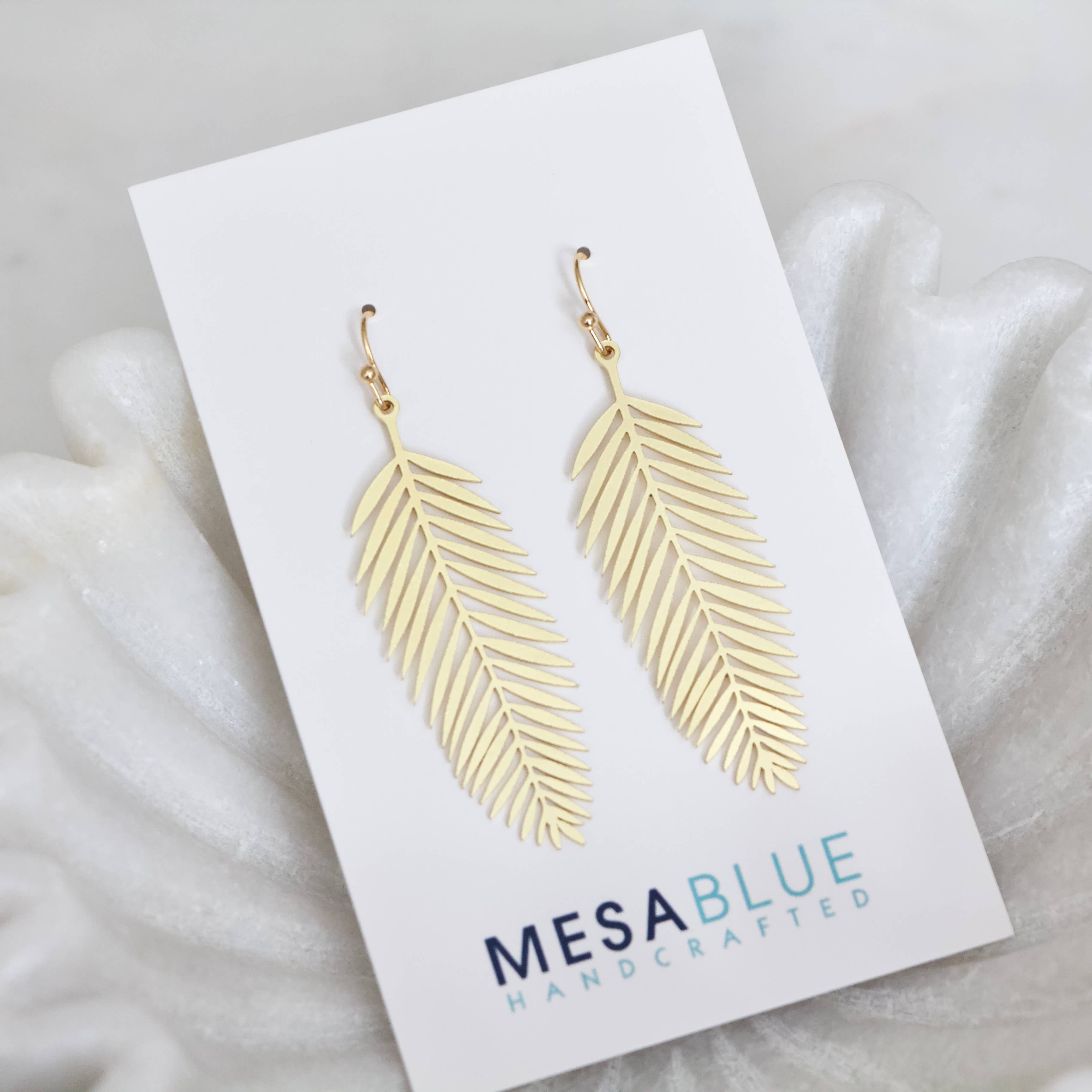 Brass Feather Leaf Earrings
