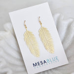 Brass Feather Leaf Earrings