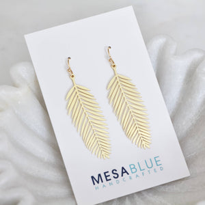Brass Feather Leaf Earrings