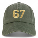 Number 67 Gold Thread Embroidered Pigment Dyed Baseball Cap