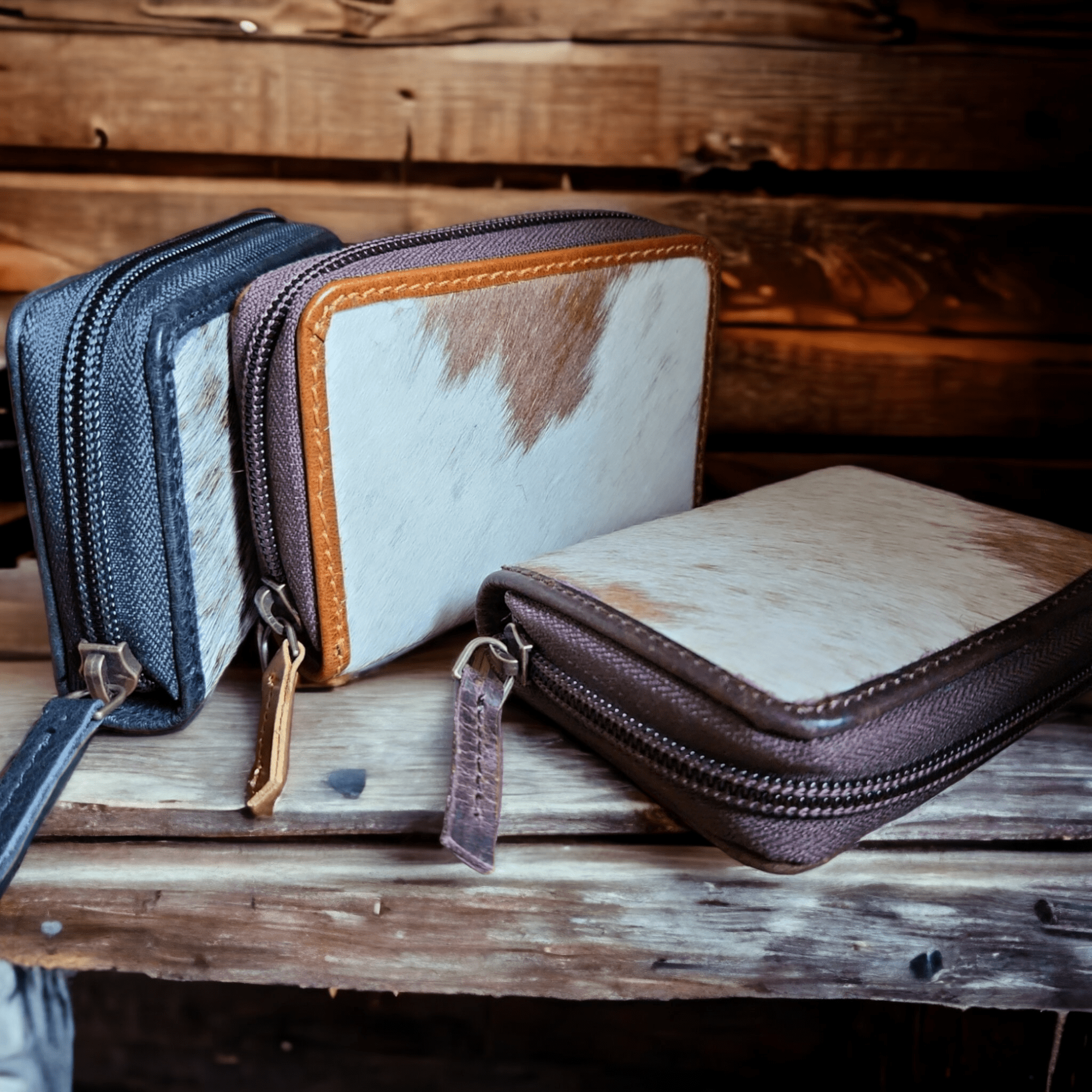 Cowhide Credit Card Wallet Cowhide Wallet Small Leather Highlands Wallet: Vintage Brown Leather Cowhide Wallet