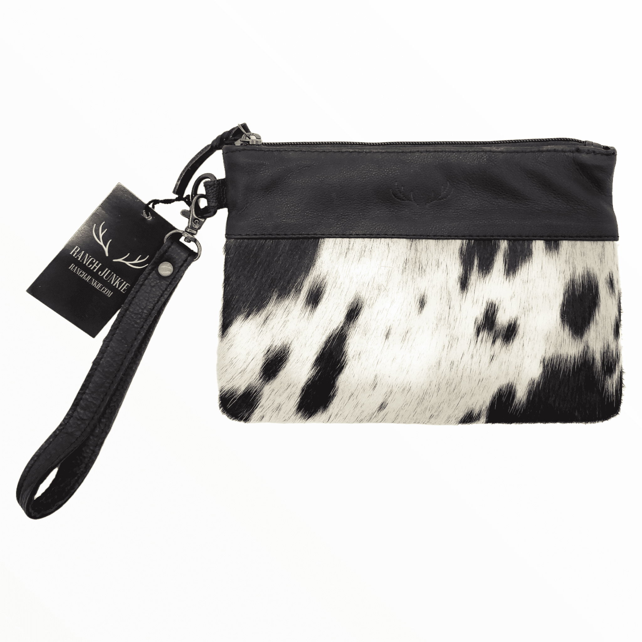 Genuine Cowhide Wristlet Highlands Clutch Bag: Antique Saddle Brown