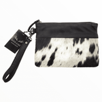 Genuine Cowhide Wristlet Highlands Clutch Bag: Antique Saddle Brown