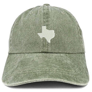 Texas State Map Embroidered Washed Cotton Adjustable Cap: Orange