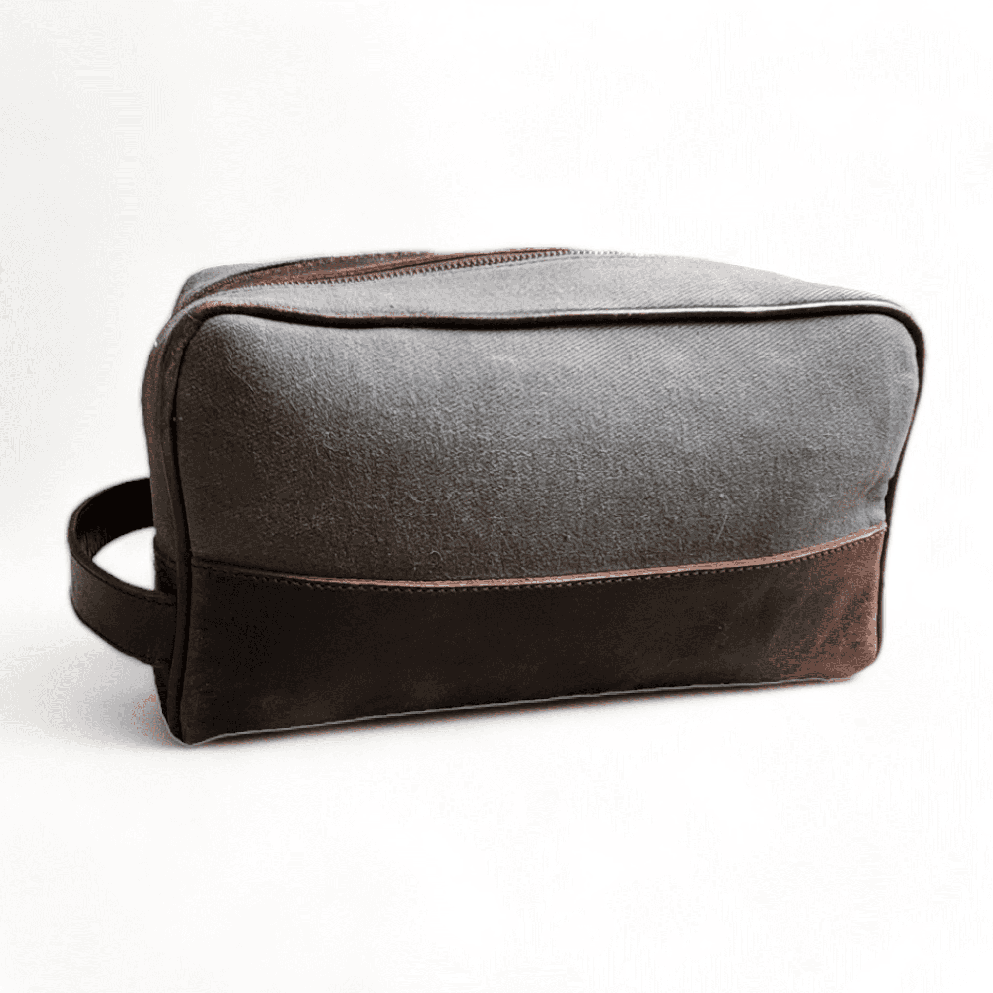 The Canvas/Leather Drifter Large Toiletry Bag: Army Green