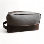 The Canvas/Leather Drifter Large Toiletry Bag: Army Green