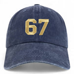 Number 67 Gold Thread Embroidered Pigment Dyed Baseball Cap