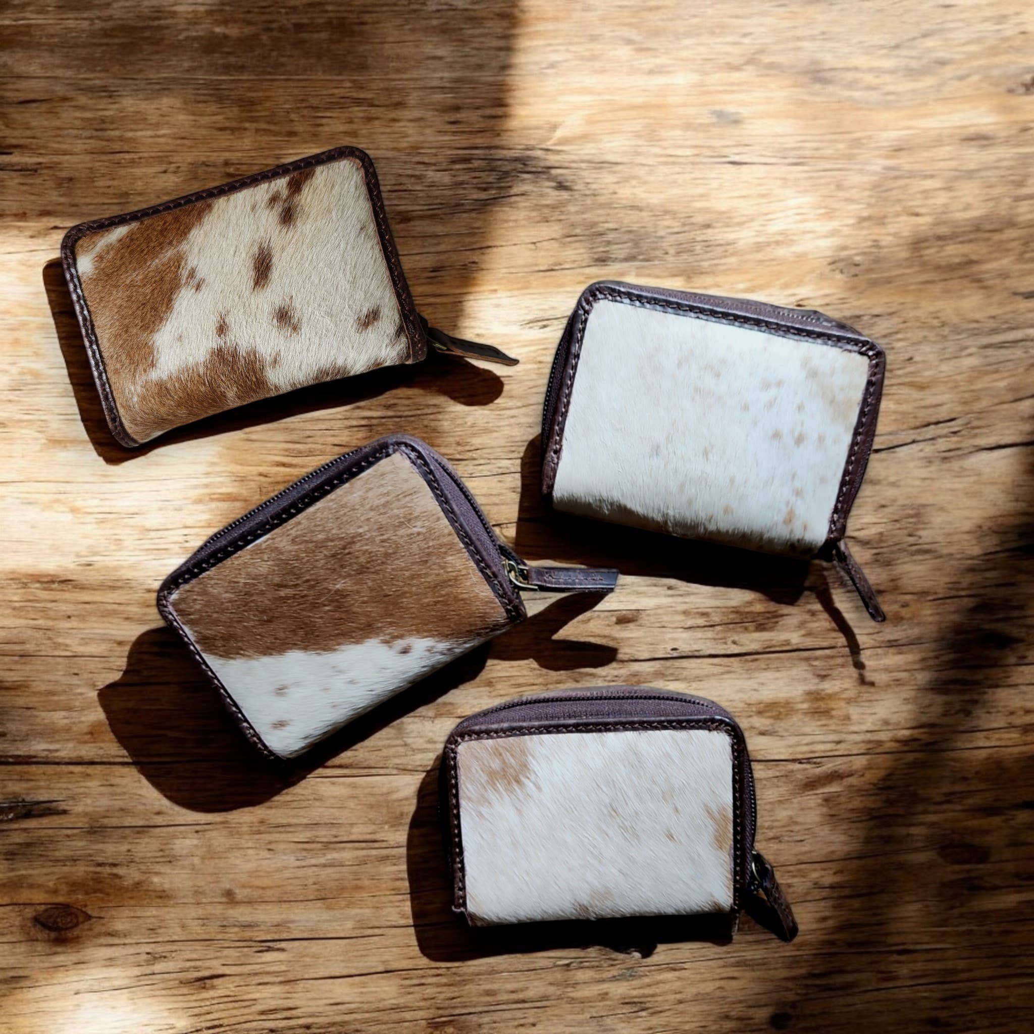 Cowhide Credit Card Wallet Cowhide Wallet Small Leather Highlands Wallet: Vintage Brown Leather Cowhide Wallet