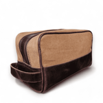 The Canvas/Leather Drifter Large Toiletry Bag: Army Green