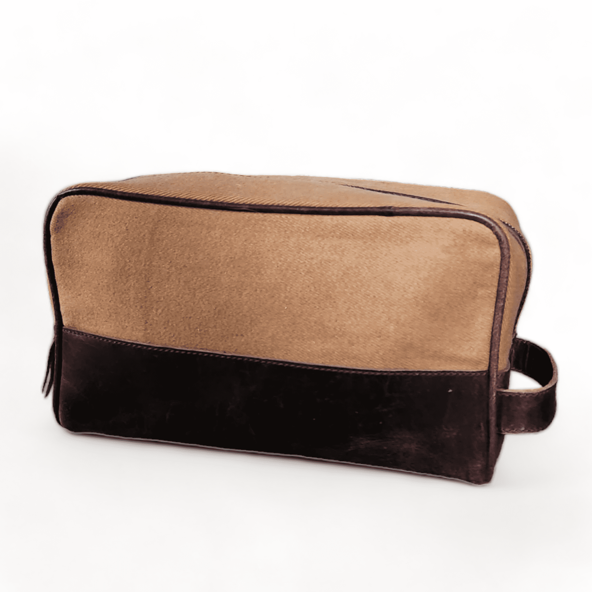 The Canvas/Leather Drifter Large Toiletry Bag: Army Green