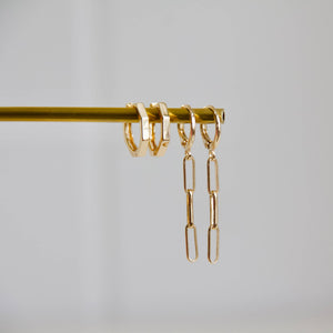 Hexagon Huggie Hoop Earrings: Gold