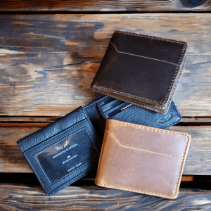 Denali Leather Bifold Leather Wallet Mens Leather Wallet: Antique Saddle Brown