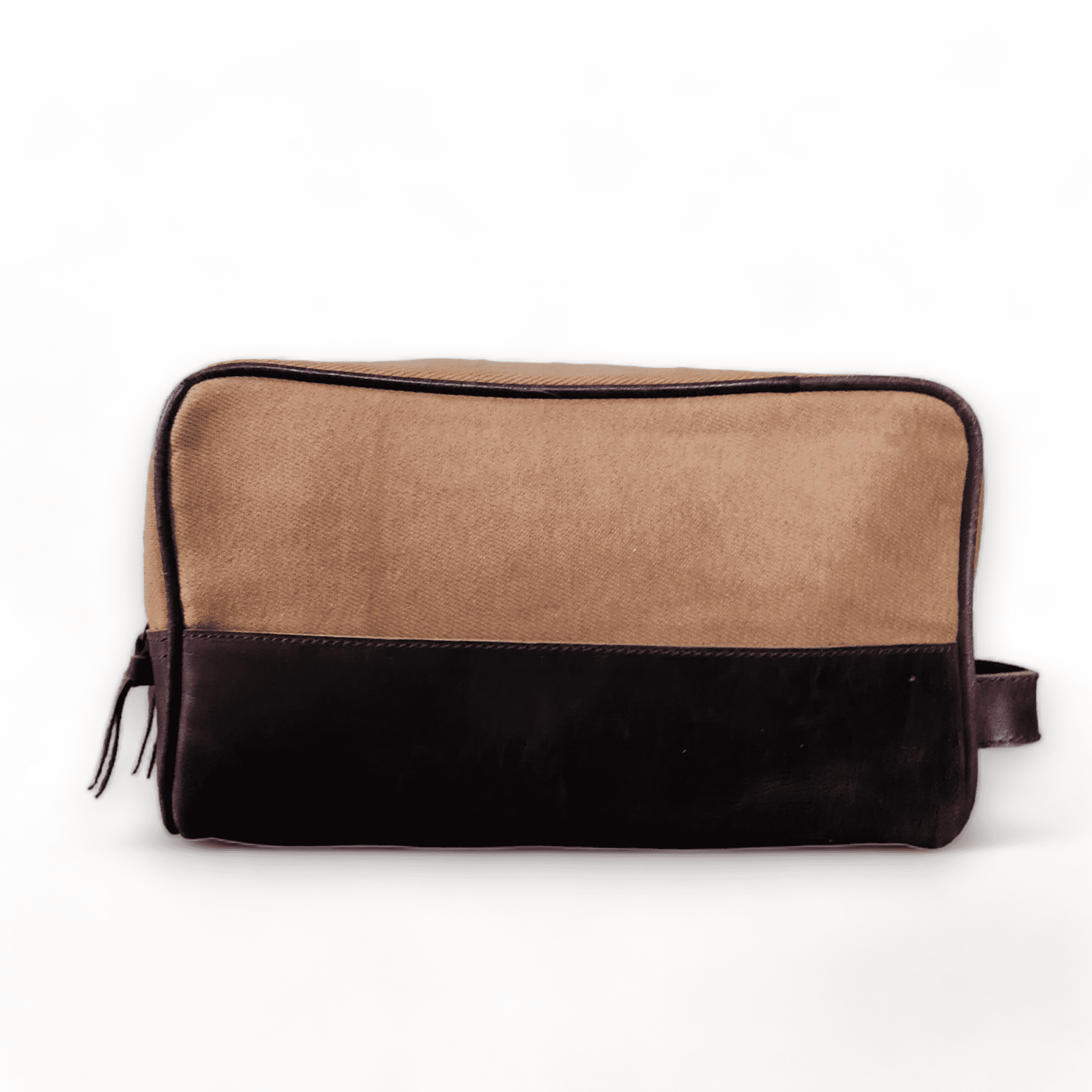 The Canvas/Leather Drifter Large Toiletry Bag: Tan