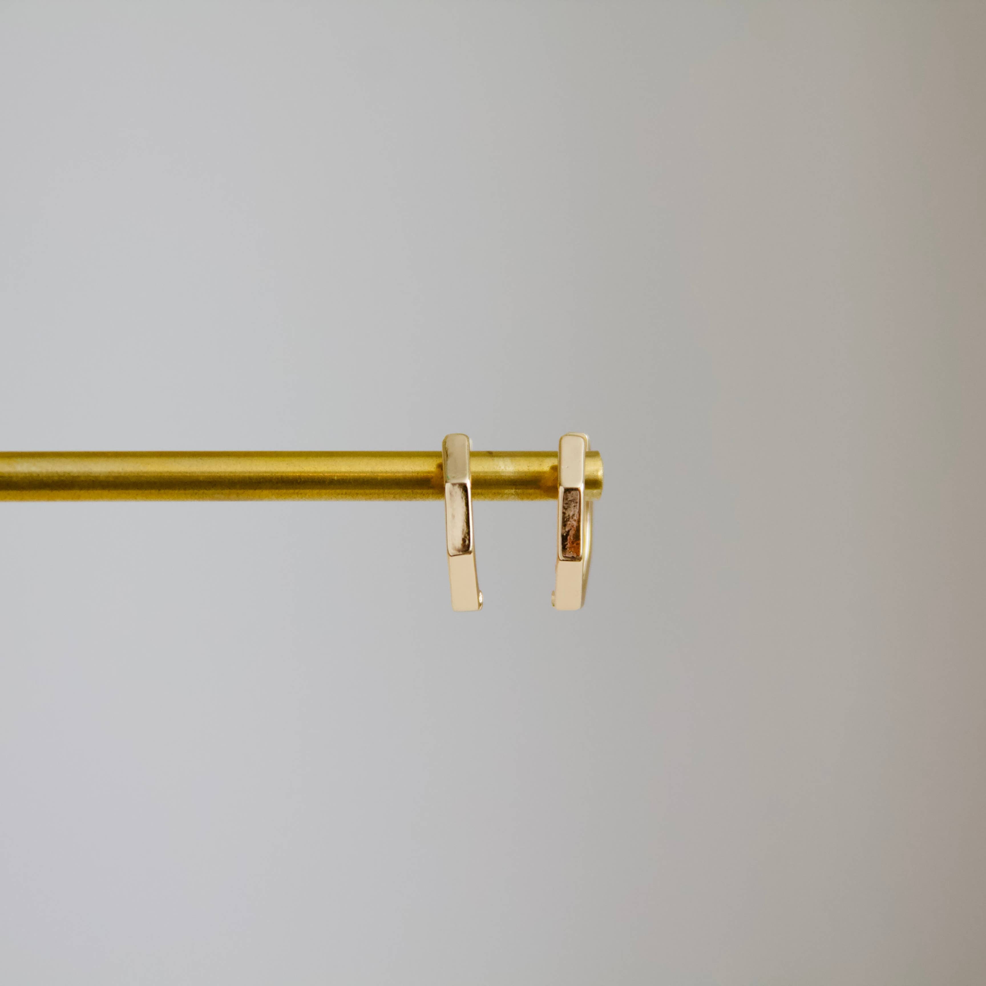 Hexagon Huggie Hoop Earrings: Gold