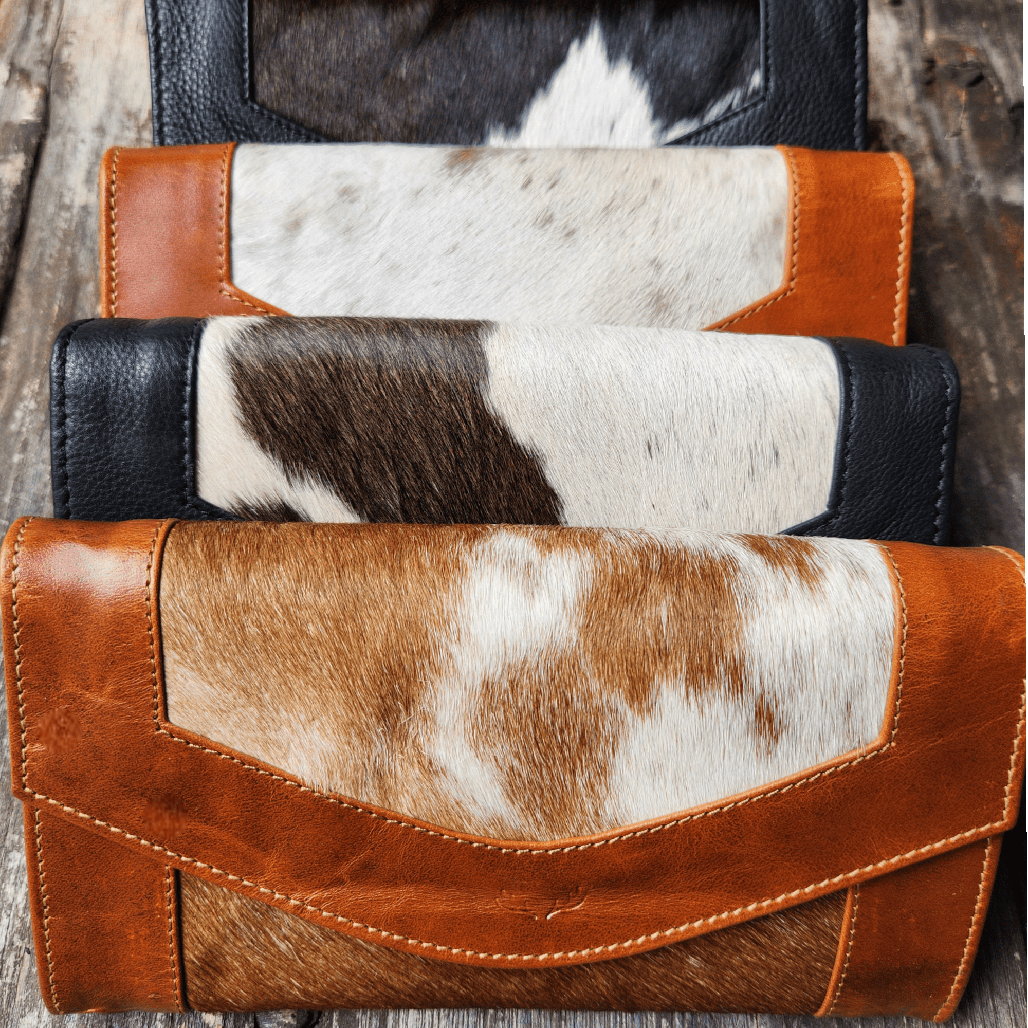 Genuine Cowhide Full Size Large Wallet-Cowhide Highlands Envelope Wallet: Black