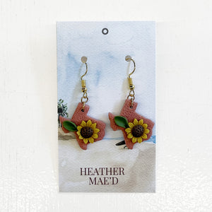 Texas Sunflower Clay Earrings
