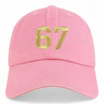 Number 67 Gold Thread Embroidered Pigment Dyed Baseball Cap