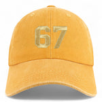 Number 67 Gold Thread Embroidered Pigment Dyed Baseball Cap