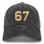 Number 67 Gold Thread Embroidered Pigment Dyed Baseball Cap