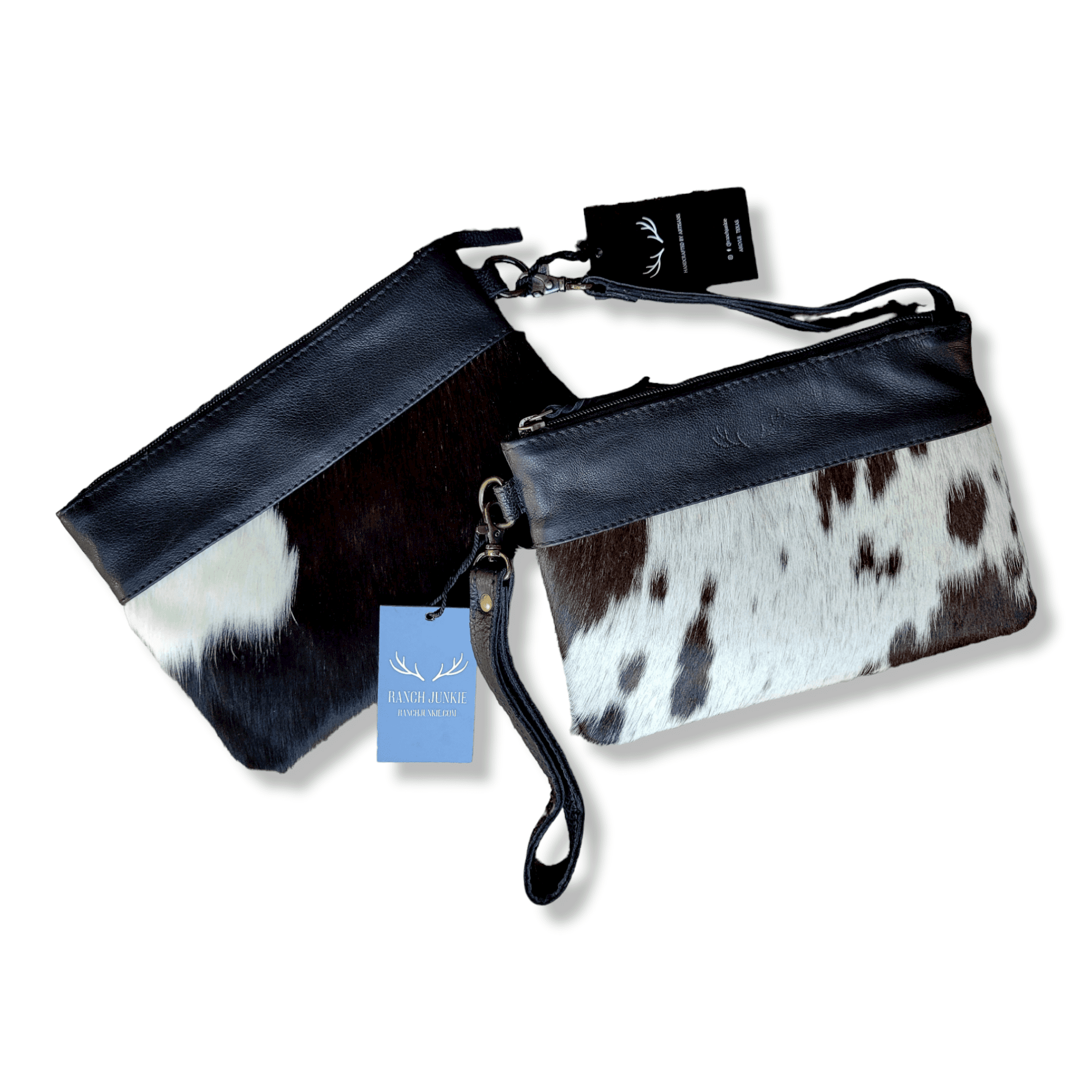 Genuine Cowhide Wristlet Highlands Clutch Bag: Antique Saddle Brown