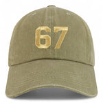 Number 67 Gold Thread Embroidered Pigment Dyed Baseball Cap