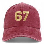 Number 67 Gold Thread Embroidered Pigment Dyed Baseball Cap