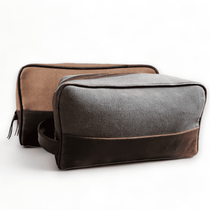 The Canvas/Leather Drifter Large Toiletry Bag: Army Green
