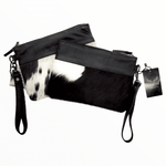Genuine Cowhide Wristlet Highlands Clutch Bag: Antique Saddle Brown