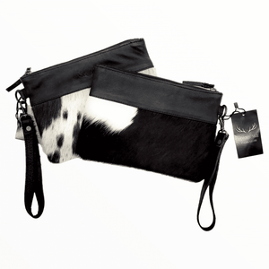 Genuine Cowhide Wristlet Highlands Clutch Bag: Antique Saddle Brown