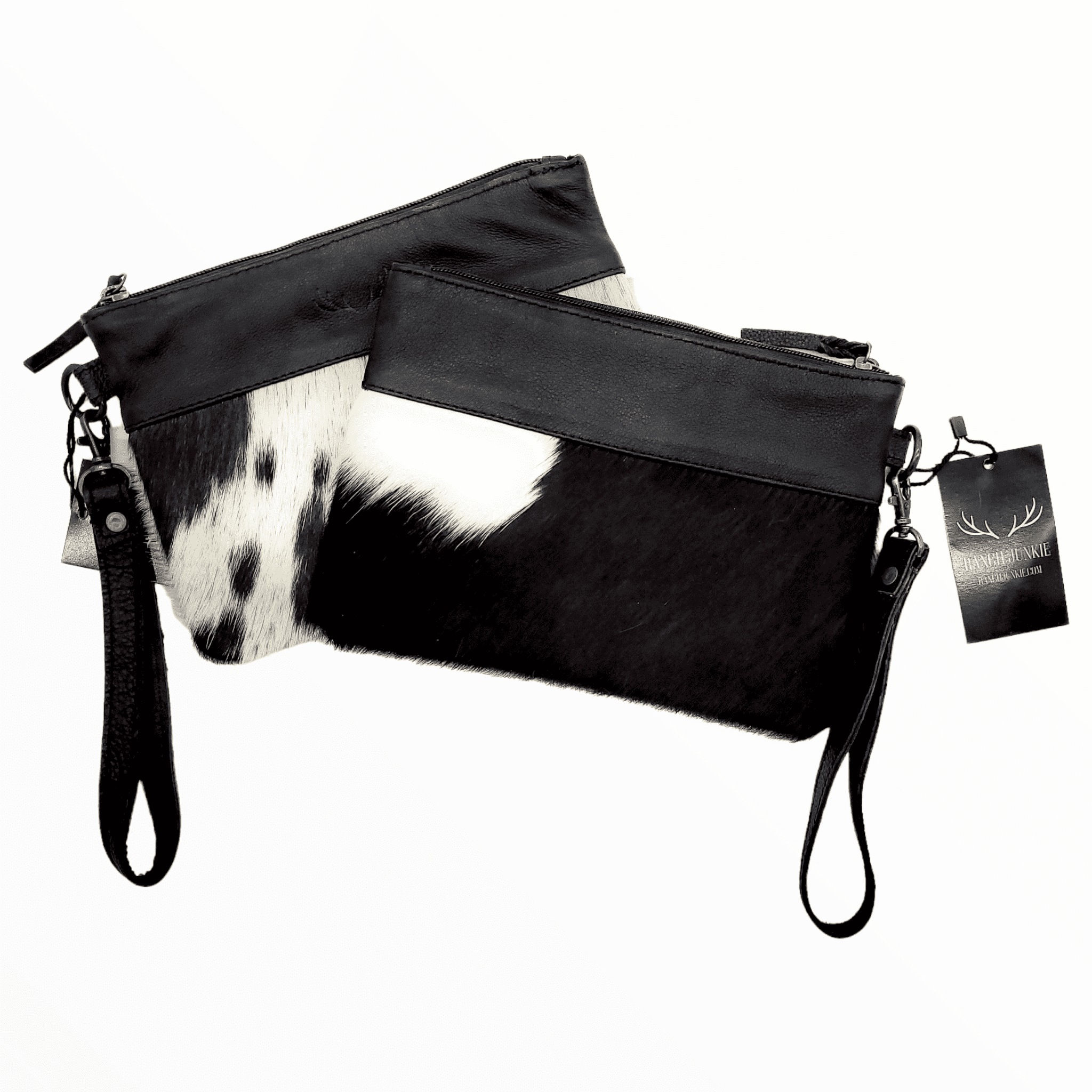 Genuine Cowhide Wristlet Highlands Clutch Bag: Black