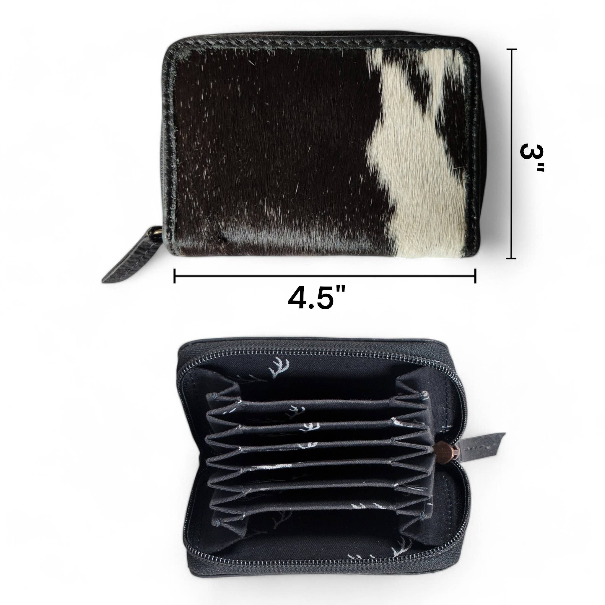 Cowhide Credit Card Wallet Cowhide Wallet Small Leather Highlands Wallet: Vintage Brown Leather Cowhide Wallet