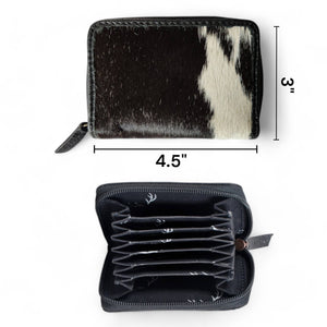Cowhide Credit Card Wallet Cowhide Wallet Small Leather Highlands Wallet: Vintage Brown Leather Cowhide Wallet