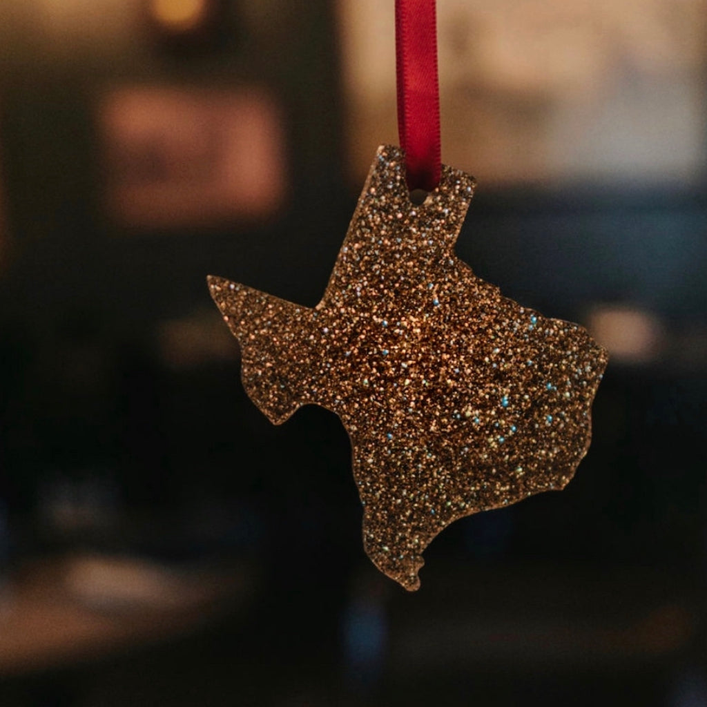Texas Glitter Acrylic Ornament