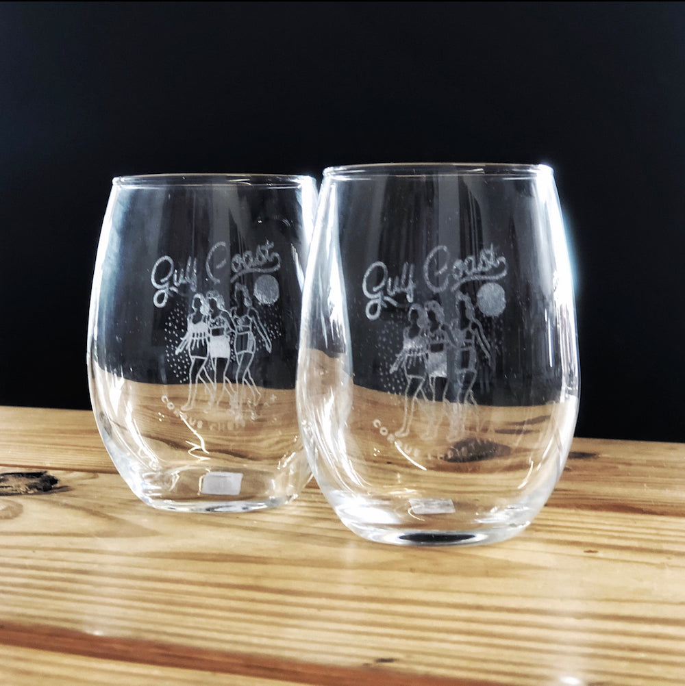 Stemless Etched Wine Glass - Gulf Coast Girls