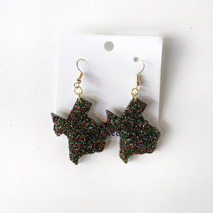 Multicolor Glitter Acrylic Texas Earrings