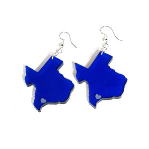 Blue Acrylic Texas Earrings